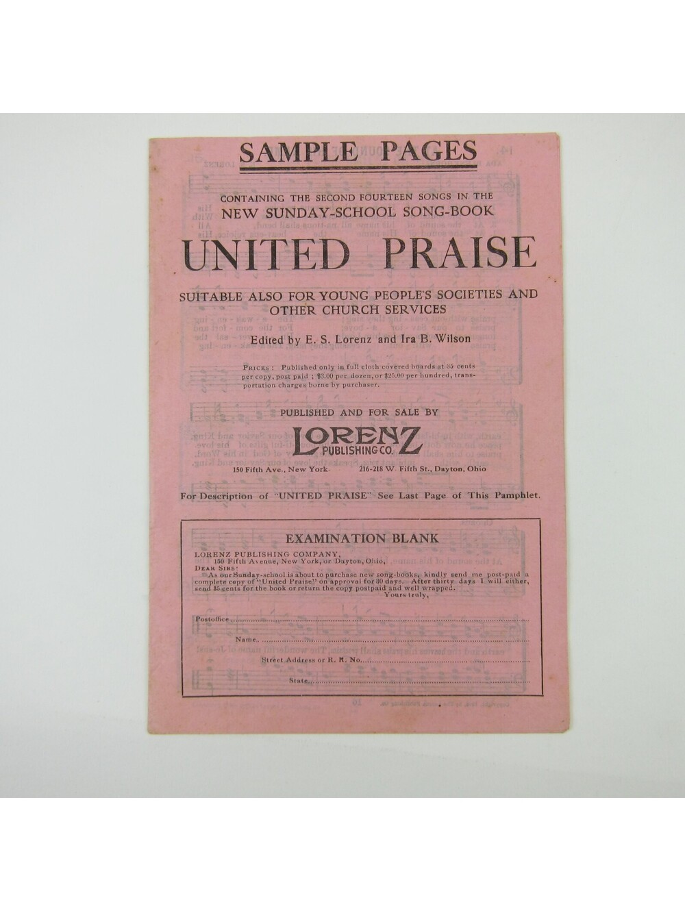 Sheet Music Sunday School Songs Lorenz Publishing Co Dayton Ohio Antique 1908